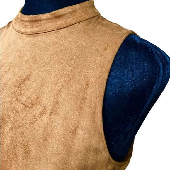 Antonio Melani Kinnon Faux Suede Dress Size 2 NWT Cognac Brown Fit & Flare - Picture 5 of 8